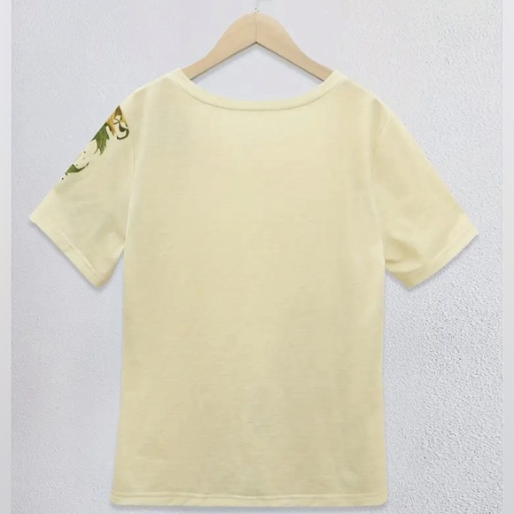 Ella Vibrant Floral Sunflower Print V Neck Short Sleeve Summer T-shirt LG New - Picture 2 of 3